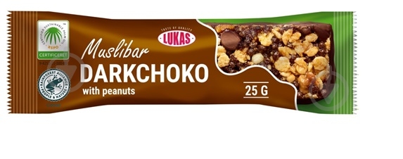 Батончик Лукас Муслибар Darkchoko с арахисом 25 г - фото 1