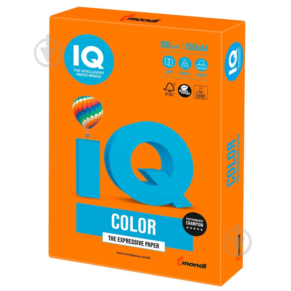 ᐉ Папір офісний кольоровий IQ A4 160 г/м помаранчевий 250 аркушів