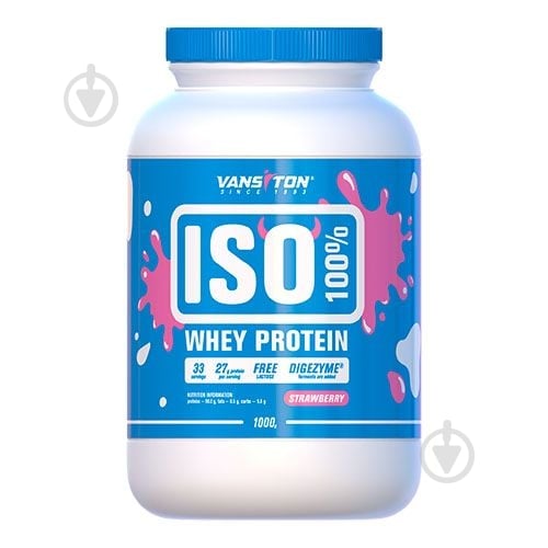 Протеїн Vansiton ISO Whey Полуниця 1000 г - фото 1