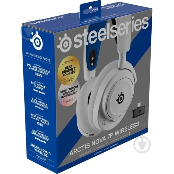 Гарнитура игровая SteelSeries Arctis Nova 7P Wireless white (61561) - фото 6 Гарнитура игровая SteelSeries Arctis Nova 7P Wireless white (61561) - фото 6