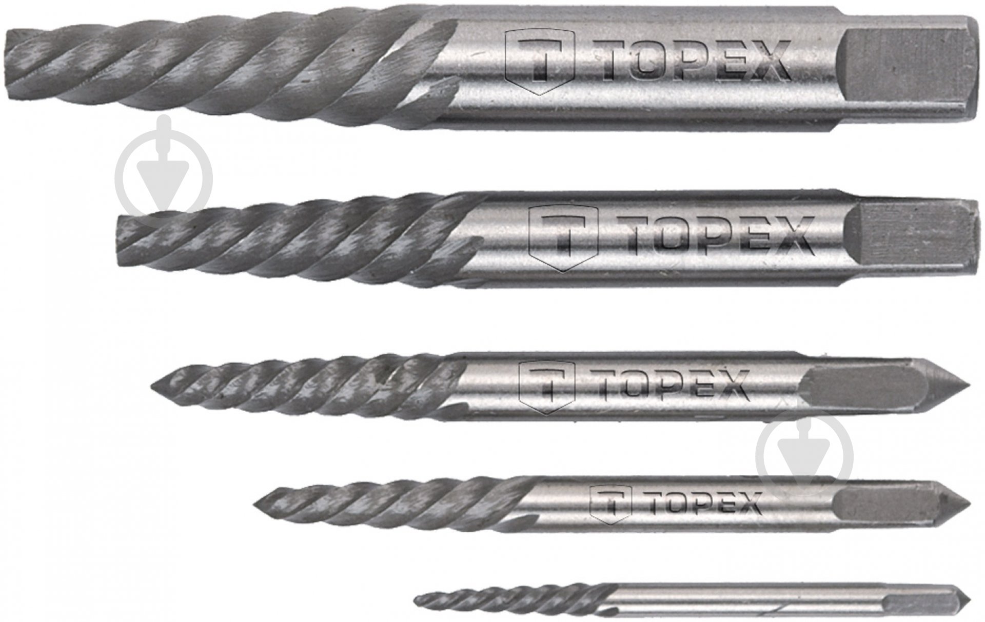 Набор экстракторов Topex для сломанных винтов TOPEX 14A110 (3.3-19 мм) - фото 1