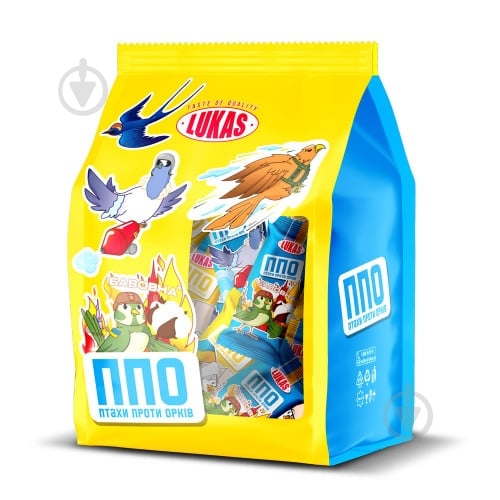 Цукерка Лукас ППО Птахи проти орків 165 г - фото 1 Цукерка Лукас ППО Птахи проти орків 165 г - фото 1