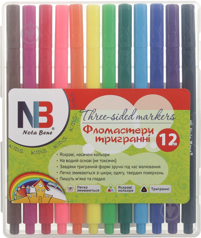 Фломастеры трехгранные 12 штук Nota Bene - фото 1 Фломастеры трехгранные 12 штук Nota Bene - фото 1