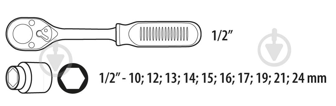 Набор головок Topex   11 шт. 38D652 - фото 2