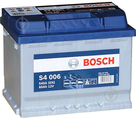 Аккумулятор автомобильный Bosch S4 006 60А 12 B 0 092 S40 060 «+» слева - фото 1