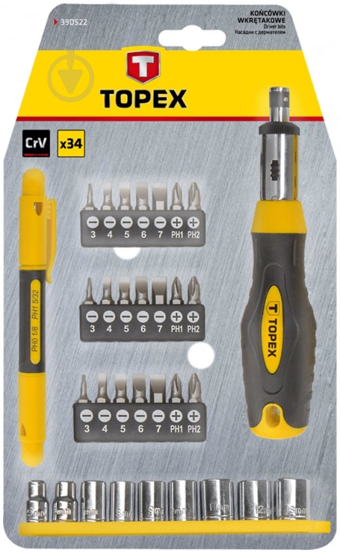 Викрутка зі змінними насадками Topex  39D522 - фото 2