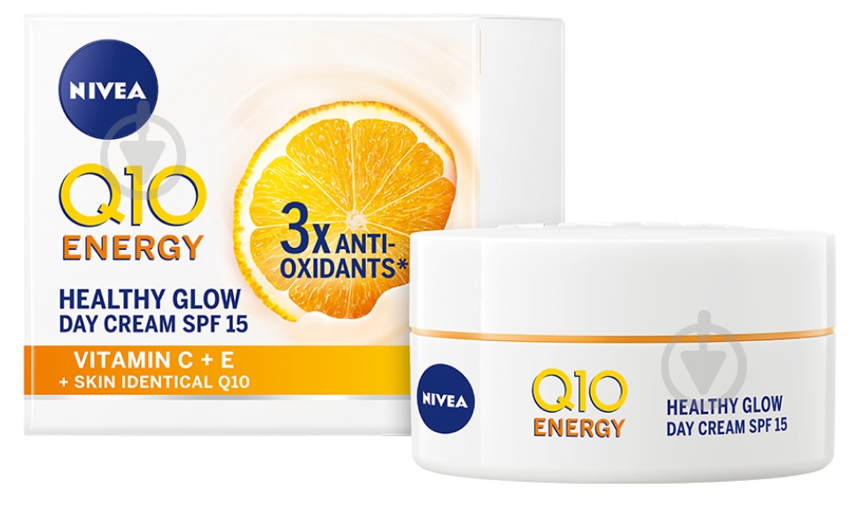 Крем для лица дневной дневной Nivea Q10 Energy SPF 15 "Здоровое сияние" 50 мл - фото 1