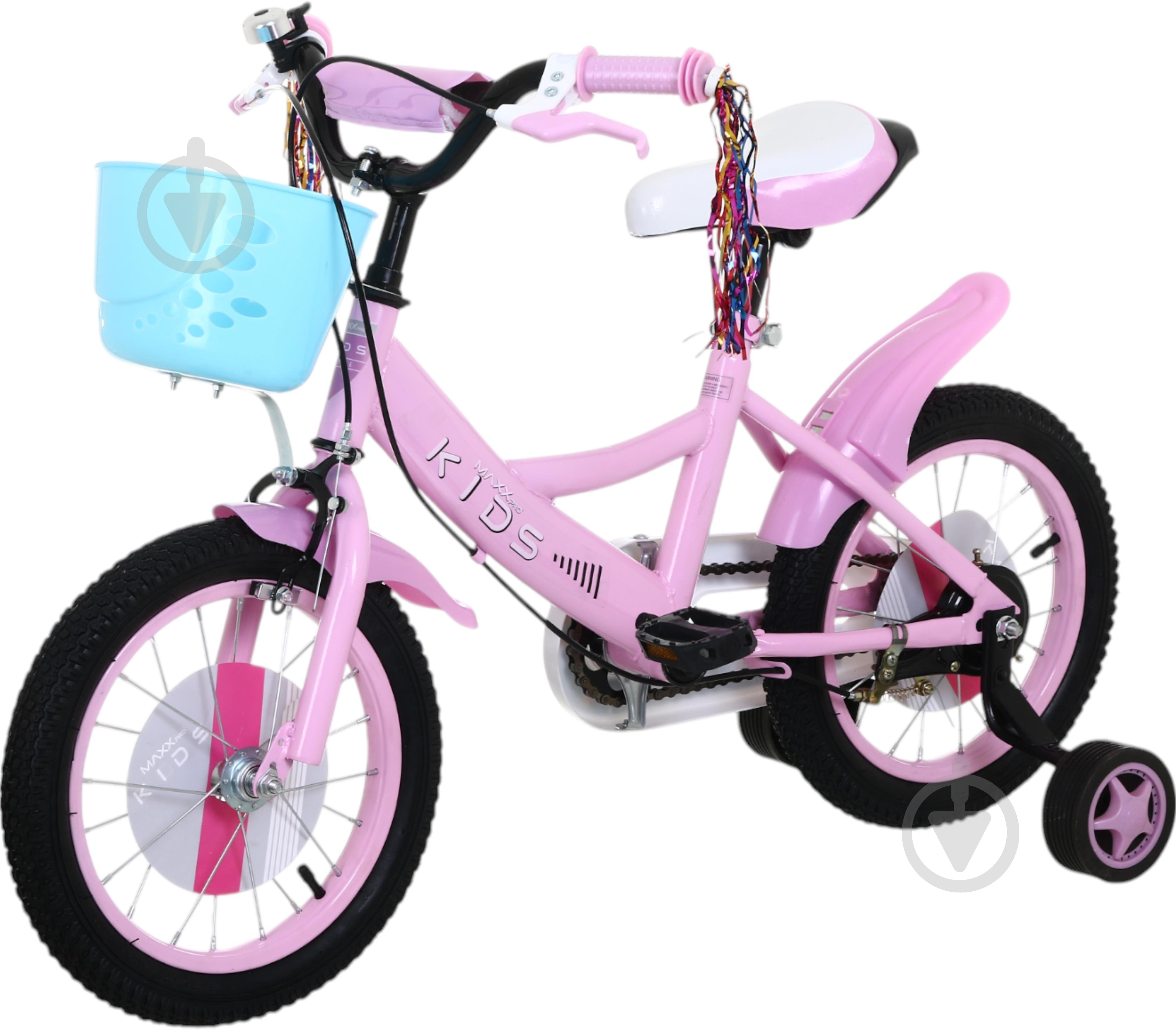 Велосипед дитячий MaxxPro kids 14' KQ-13 з кошиком рожевий - фото 1