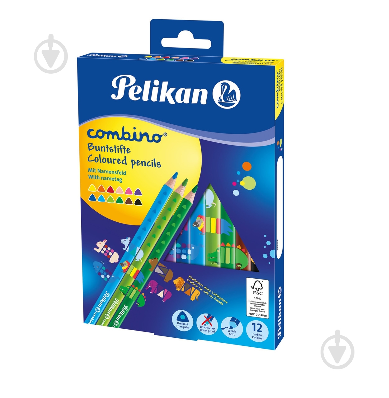 Олівці кольорові Combino 12 шт. потовщені з малюнками-трансформерами 811194 Pelikan - фото 1 Олівці кольорові Combino 12 шт. потовщені з малюнками-трансформерами 811194 Pelikan - фото 1