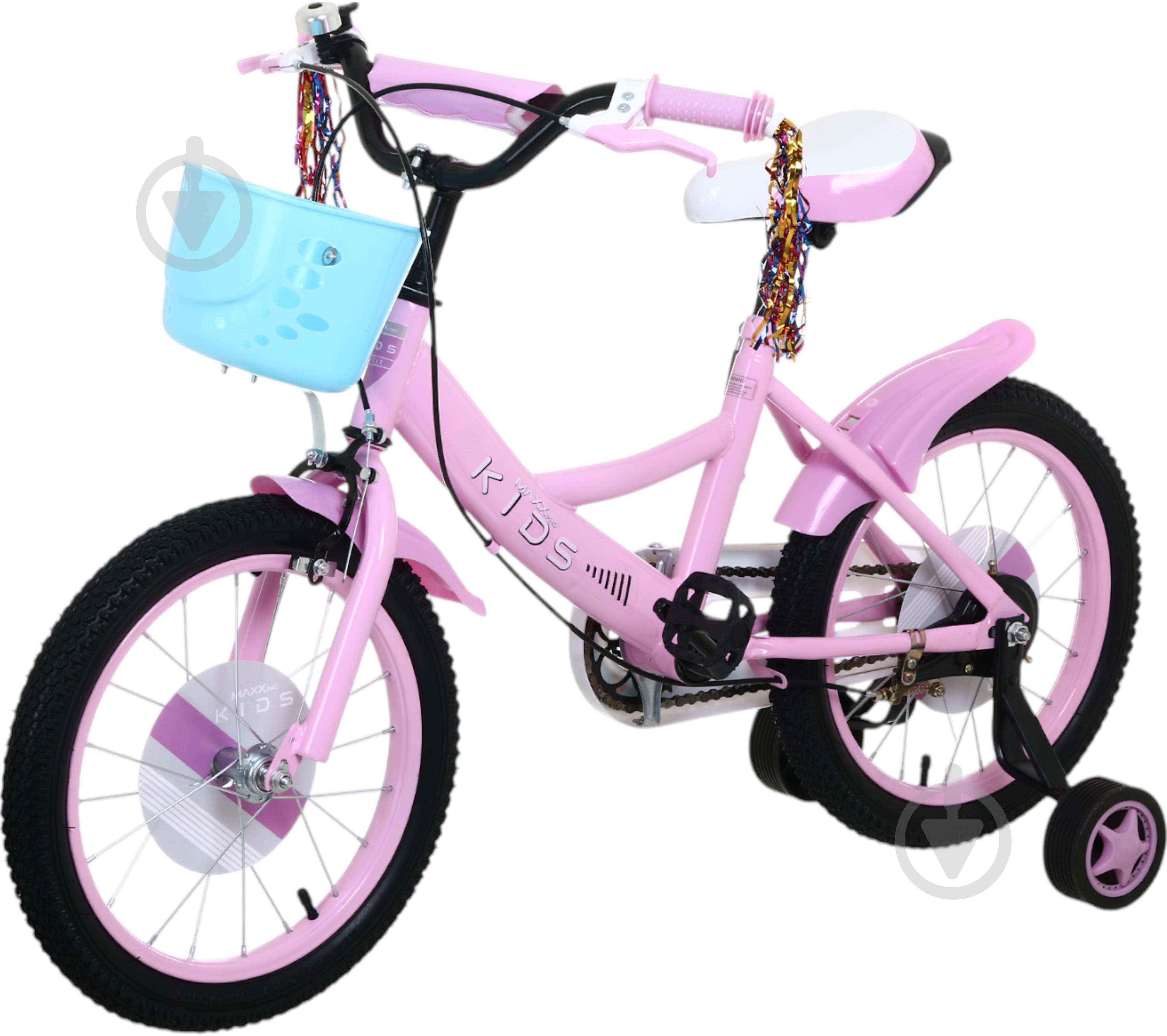 Велосипед дитячий MaxxPro kids 16' KQ-13 з кошиком рожевий - фото 1