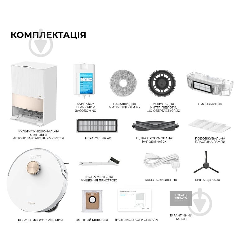 Робот-пилосос мийний DREAME Bot L20 Ultra Complete white - фото 20 Робот-пилосос мийний DREAME Bot L20 Ultra Complete white - фото 20