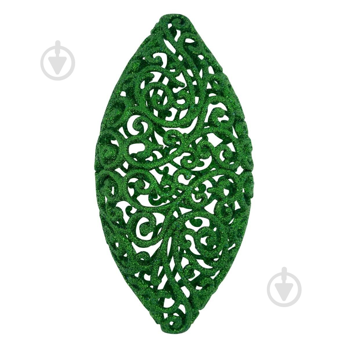 Ялинкова іграшка Овал ажурний великий 14 см зелений - фото 1 Ялинкова іграшка Овал ажурний великий 14 см зелений - фото 1