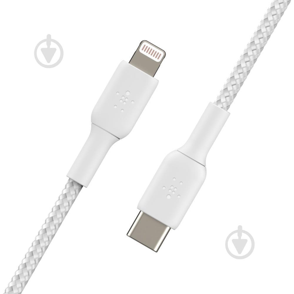Кабель Belkin USB-С - Lightning BRAIDED 2 м білий (CAA004BT2MWH) - фото 3 Кабель Belkin USB-С - Lightning BRAIDED 2 м білий (CAA004BT2MWH) - фото 3
