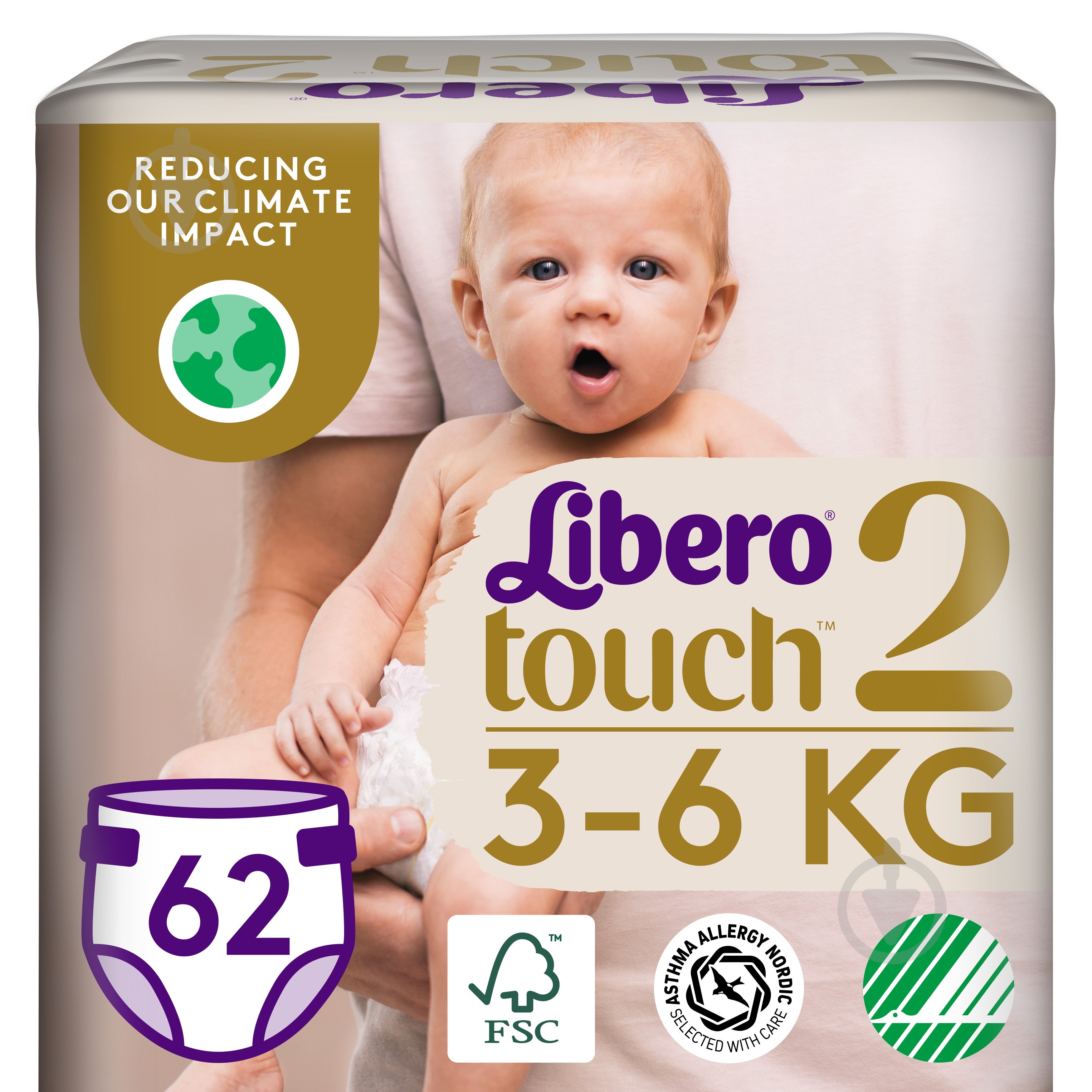 Підгузки-трусики Libero Touch 2 3-6 кг 62 шт. - фото 1