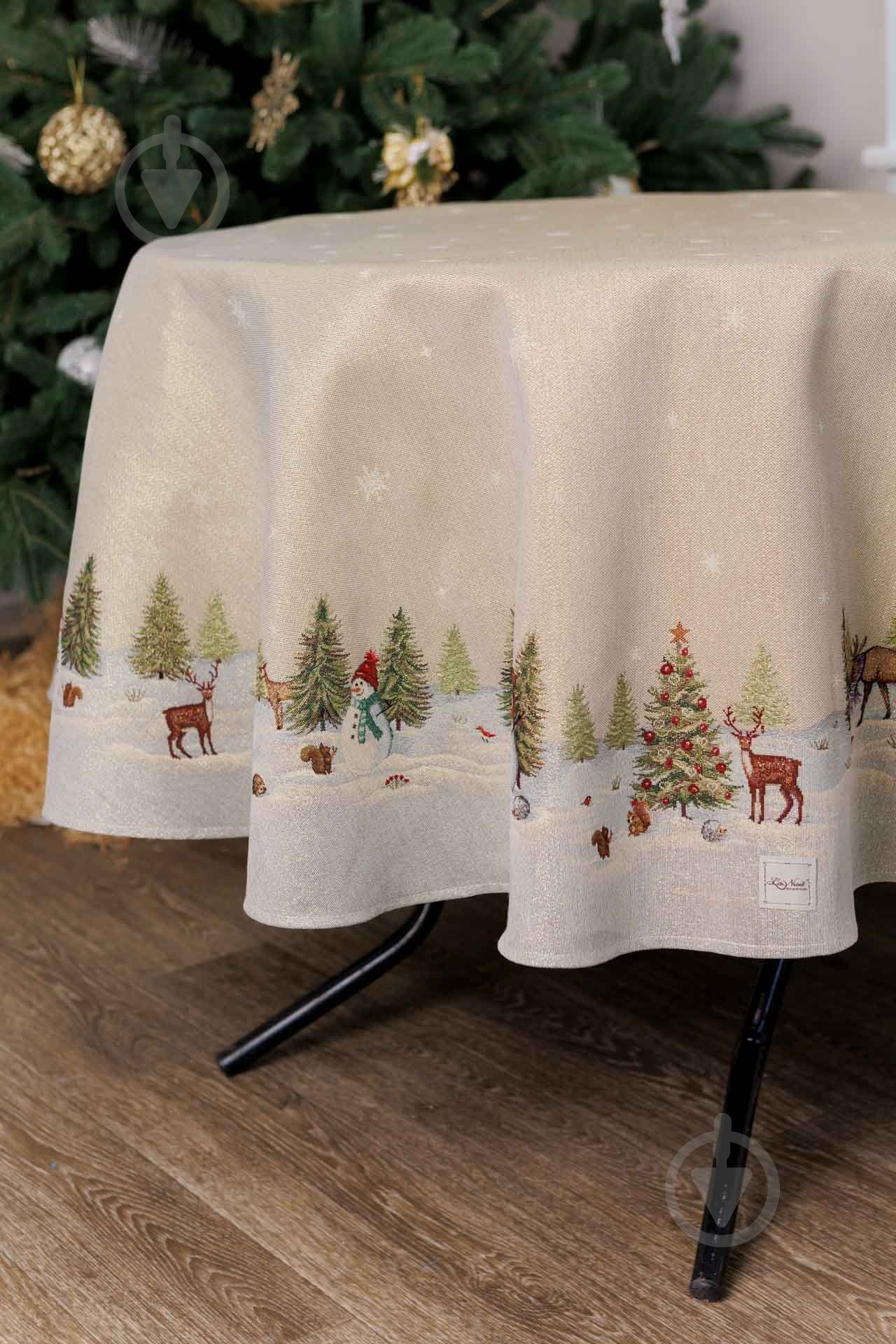 Скатертина кругла Зимовий ліс Ø 160 см La Nuit - фото 3 Скатертина кругла Зимовий ліс Ø 160 см La Nuit - фото 3