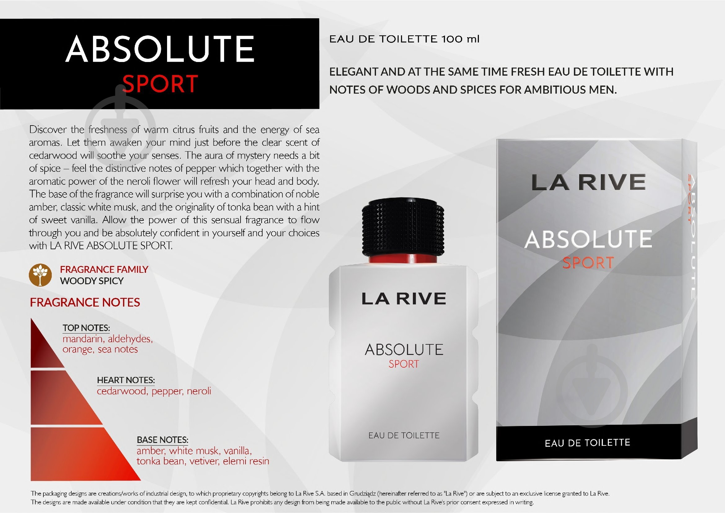 Парфюмированная вода La Rive La Rive Absolute sport 100 мл - фото 2 Парфюмированная вода La Rive La Rive Absolute sport 100 мл - фото 2