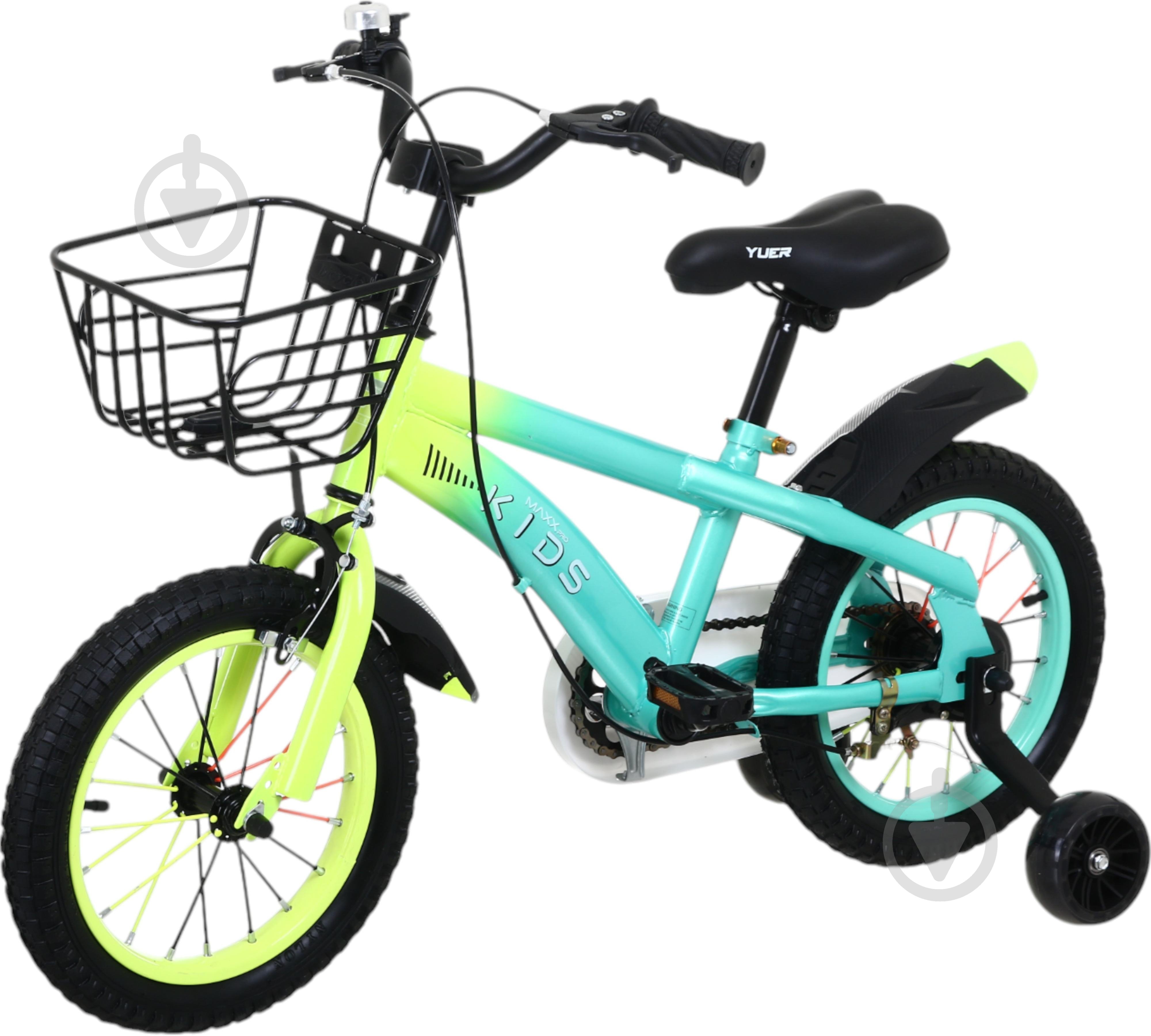 Велосипед дитячий MaxxPro kids 14' KQ-23 блакитний із жовтим - фото 1