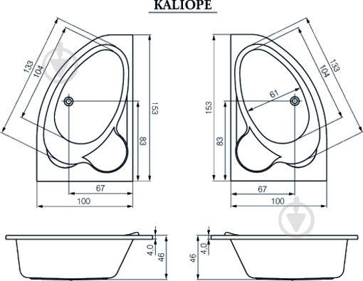 Ванна Cersanit Kaliope 100х153 см - фото 2 Ванна Cersanit Kaliope 100х153 см - фото 2