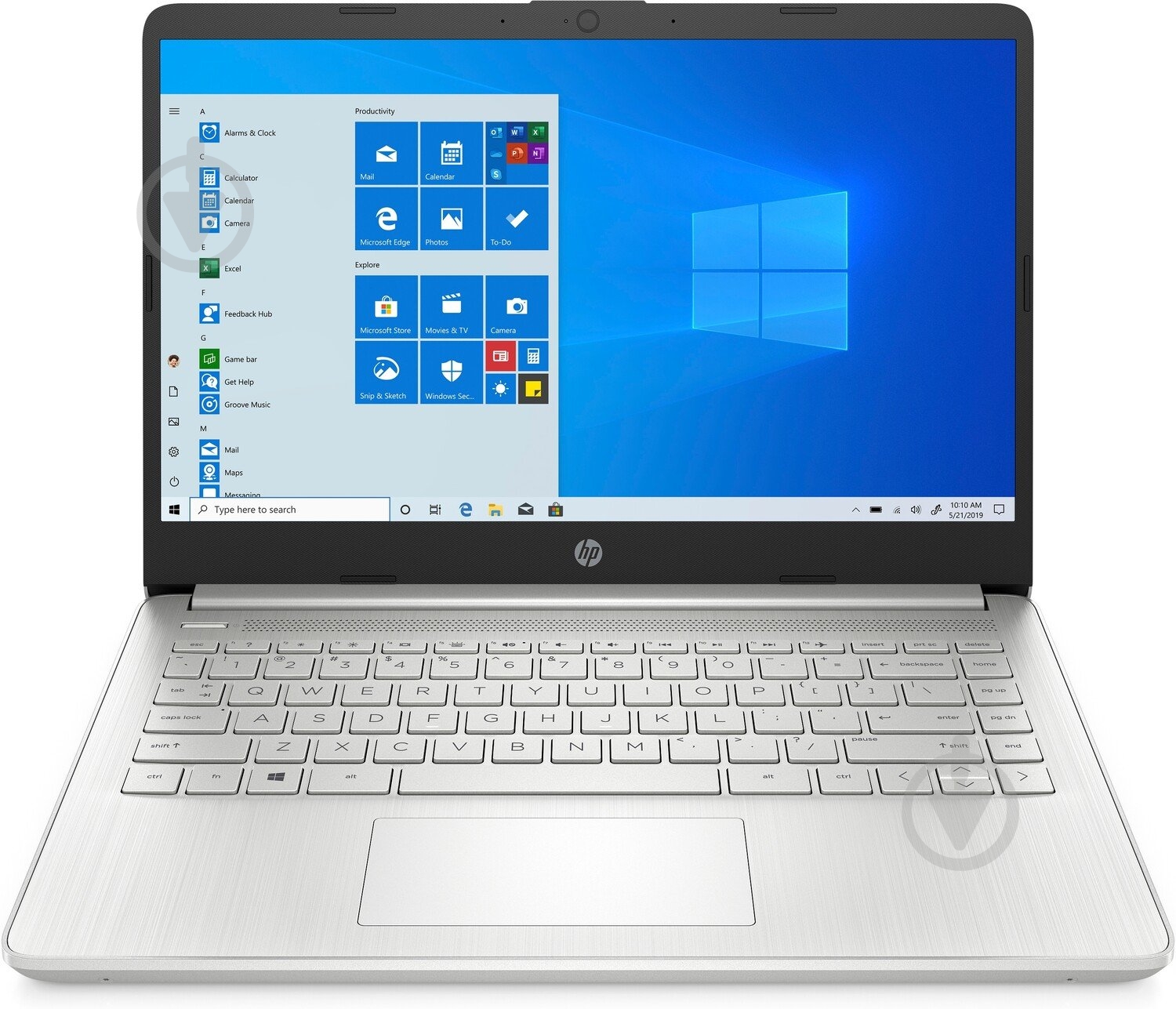 Ноутбук HP 14s-fq0002ur 14 (1B2R2EA) silver - фото 1