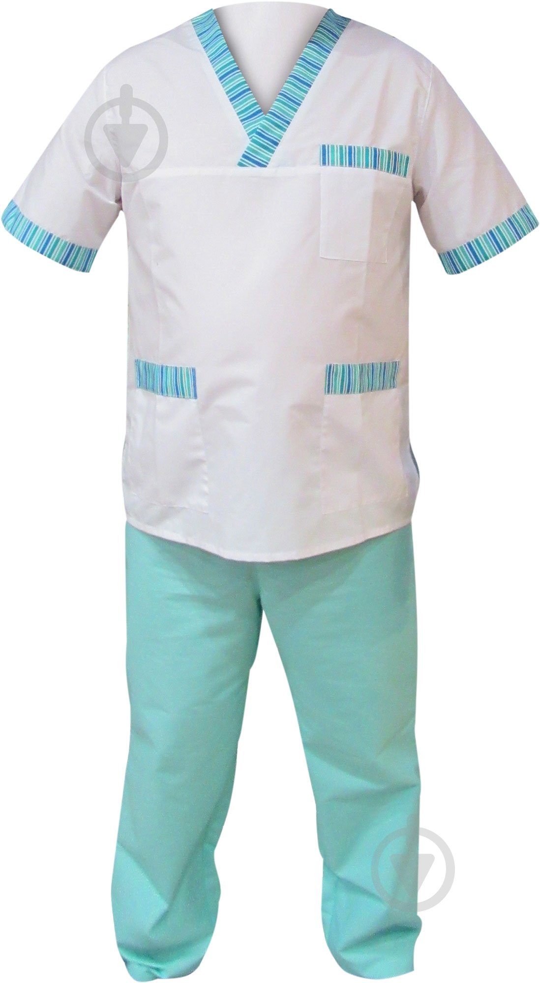 Костюм хірургічний Торнадо Сісу р. XL 52-54 зріст 5-6 34123-10-6ж-52-5 білий із салатовим - фото 3 Костюм хірургічний Торнадо Сісу р. XL 52-54 зріст 5-6 34123-10-6ж-52-5 білий із салатовим - фото 3