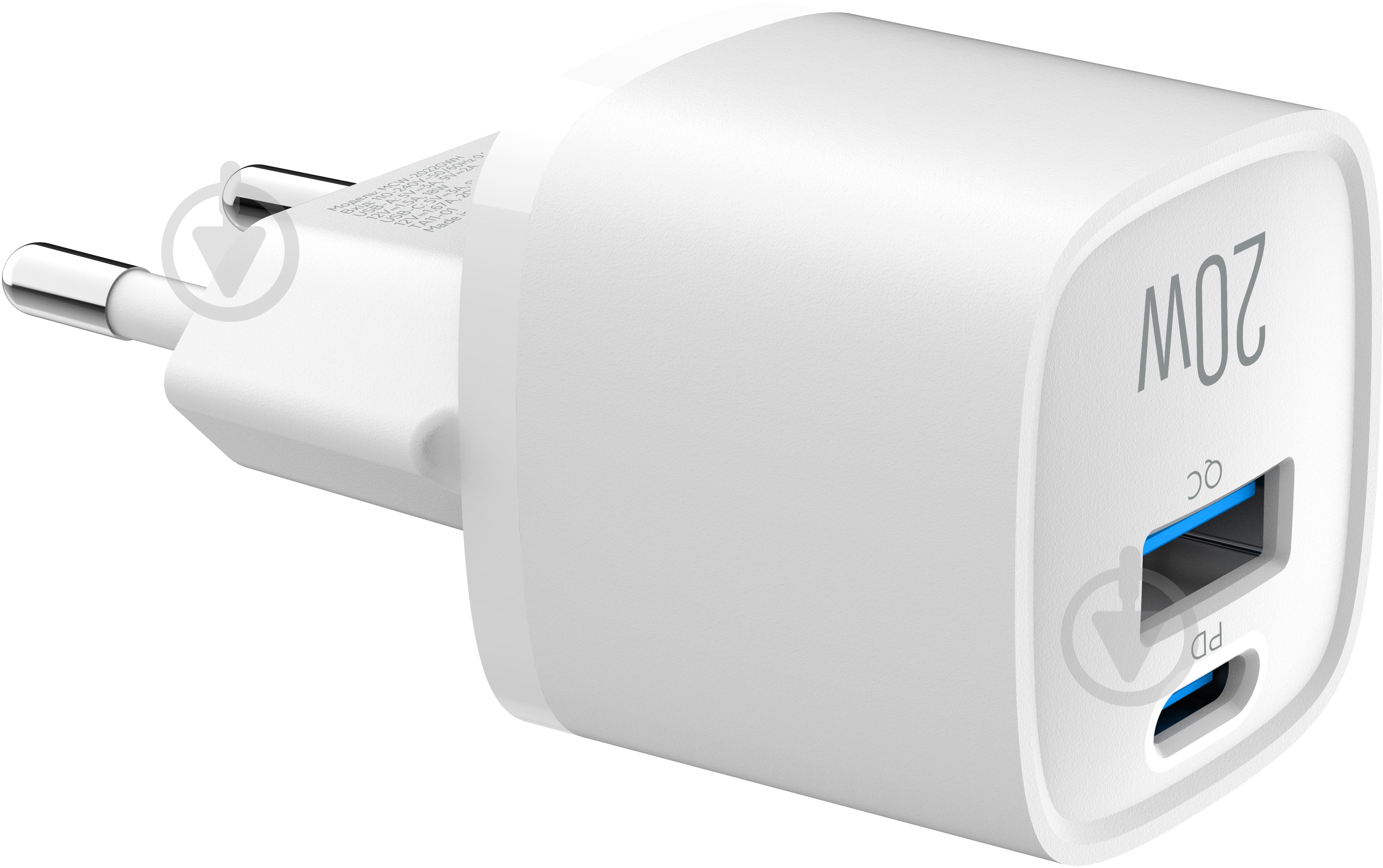 Зарядное устройство Make 20W GaN3 Mini Type-C PD3.0 + USB QC4.0 White (MCW-2022GWH) - фото 4 Зарядное устройство Make 20W GaN3 Mini Type-C PD3.0 + USB QC4.0 White (MCW-2022GWH) - фото 4