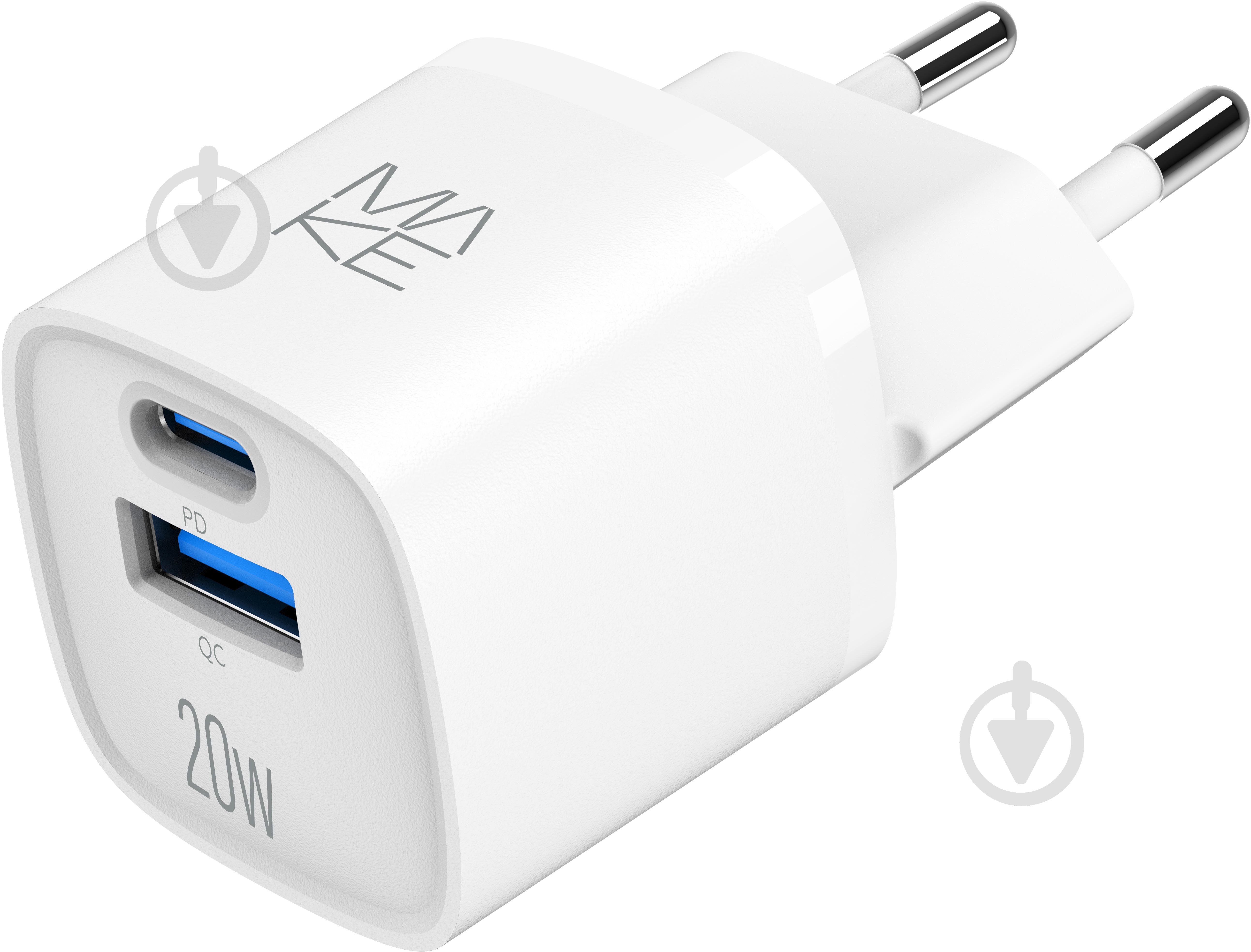 Зарядное устройство Make 20W GaN3 Mini Type-C PD3.0 + USB QC4.0 White (MCW-2022GWH) - фото 2 Зарядное устройство Make 20W GaN3 Mini Type-C PD3.0 + USB QC4.0 White (MCW-2022GWH) - фото 2