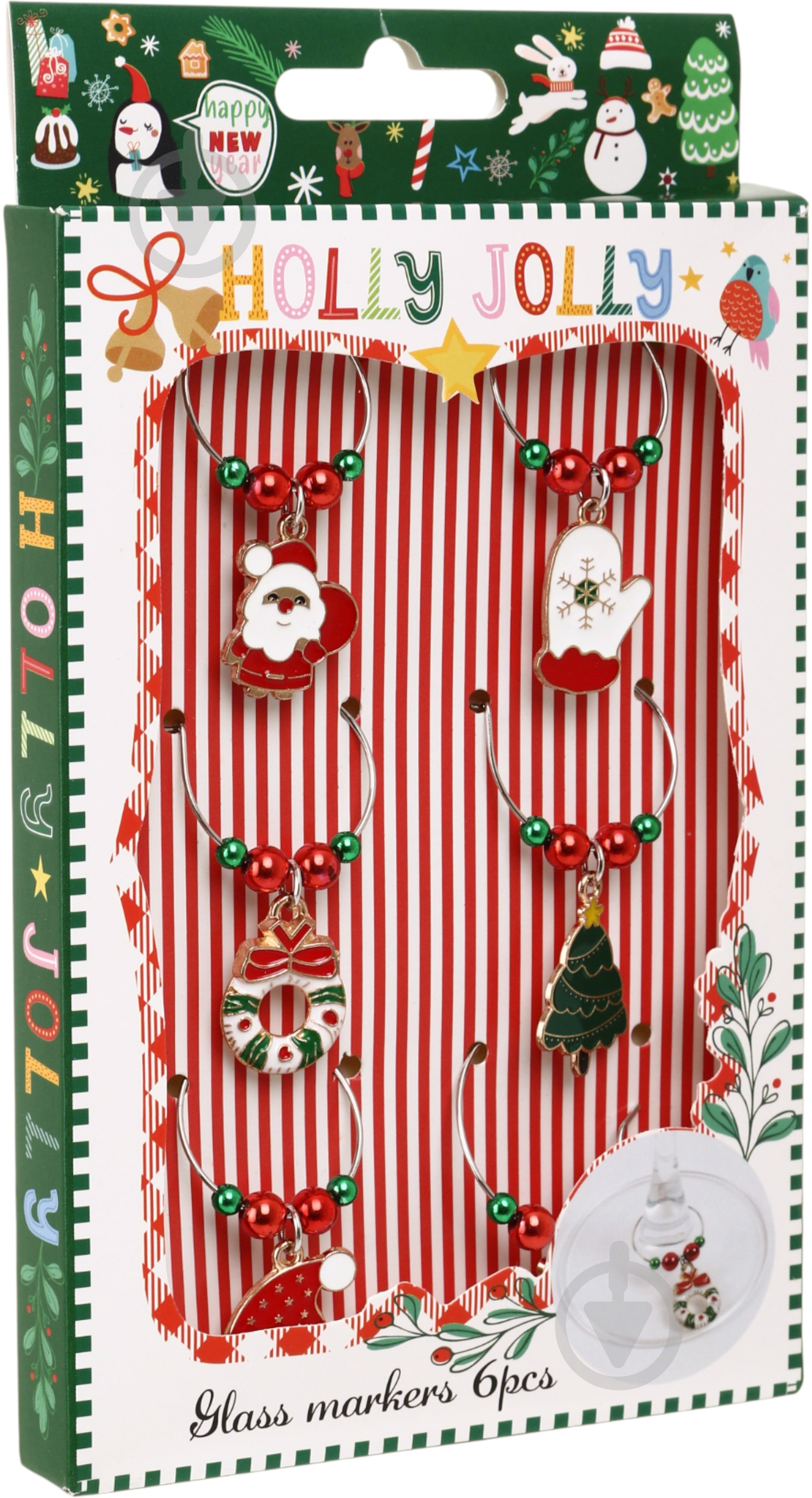 Набор маркеров для бокалов Excellent Houseware Christmas 4x2,5 см 6 шт - фото 12