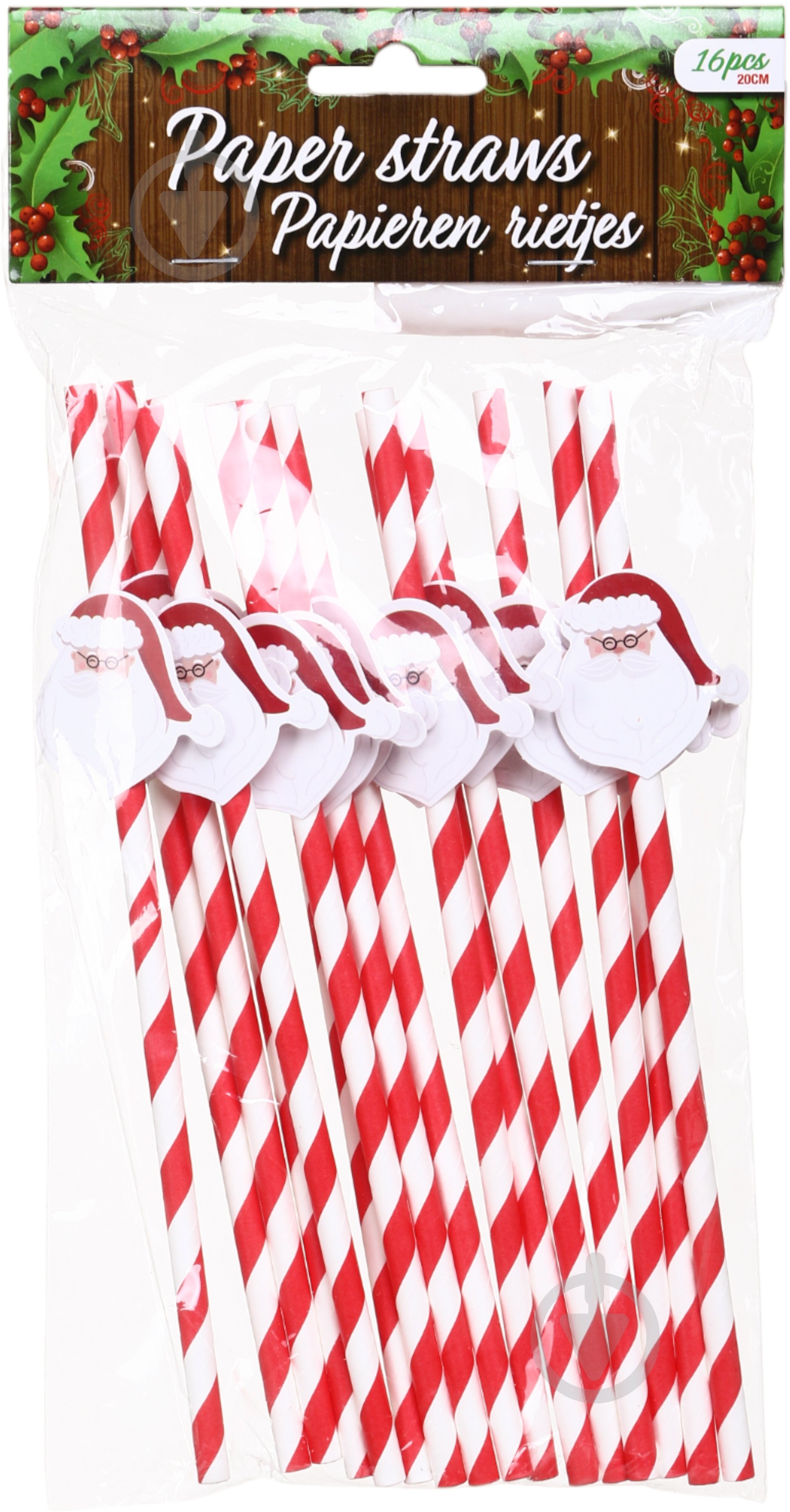 Набір трубочок Excellent Houseware Christmas 16 шт. червоний/білий - фото 1