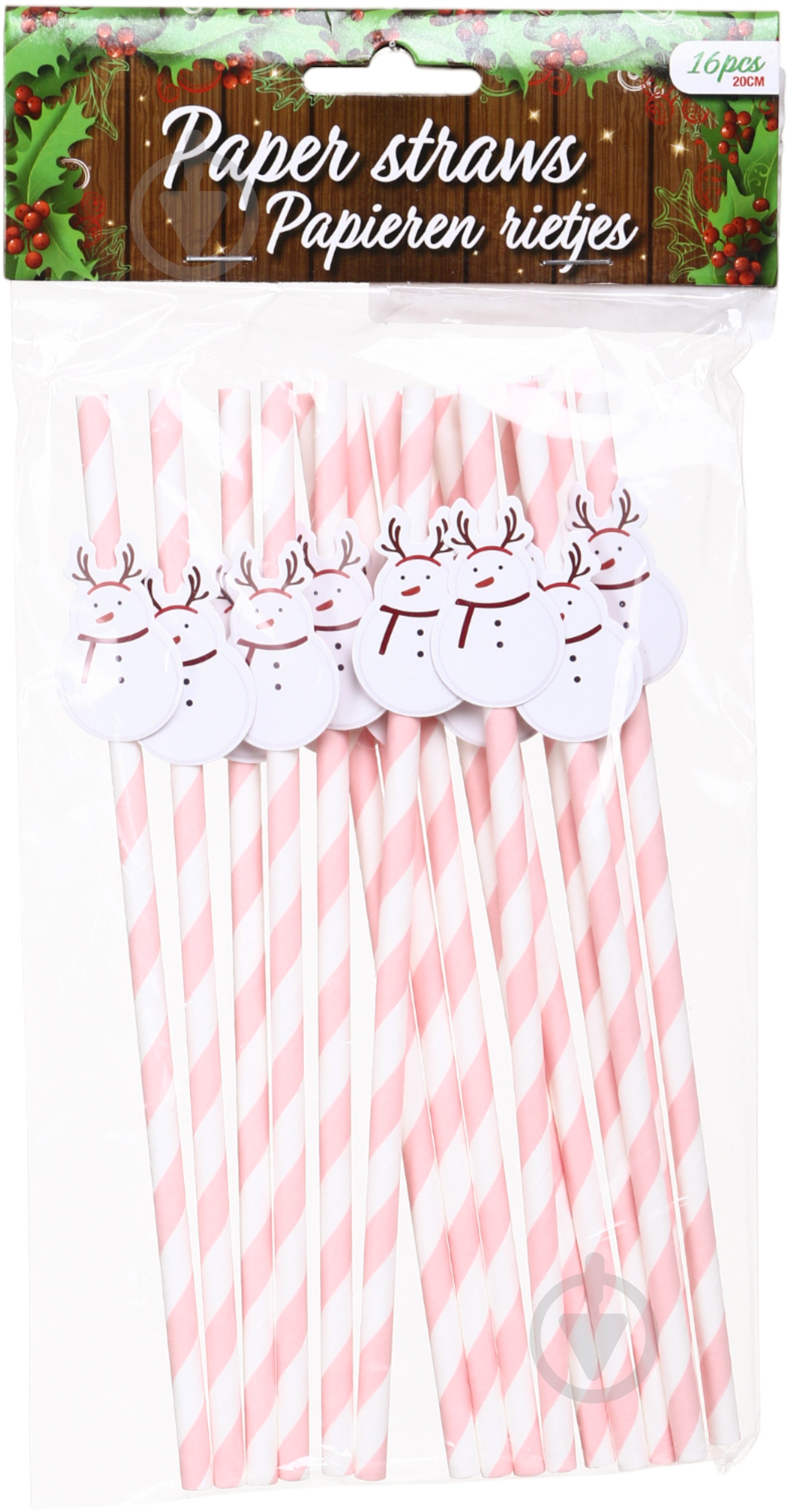 Набір трубочок Excellent Houseware Christmas 16 шт. червоний/білий - фото 3