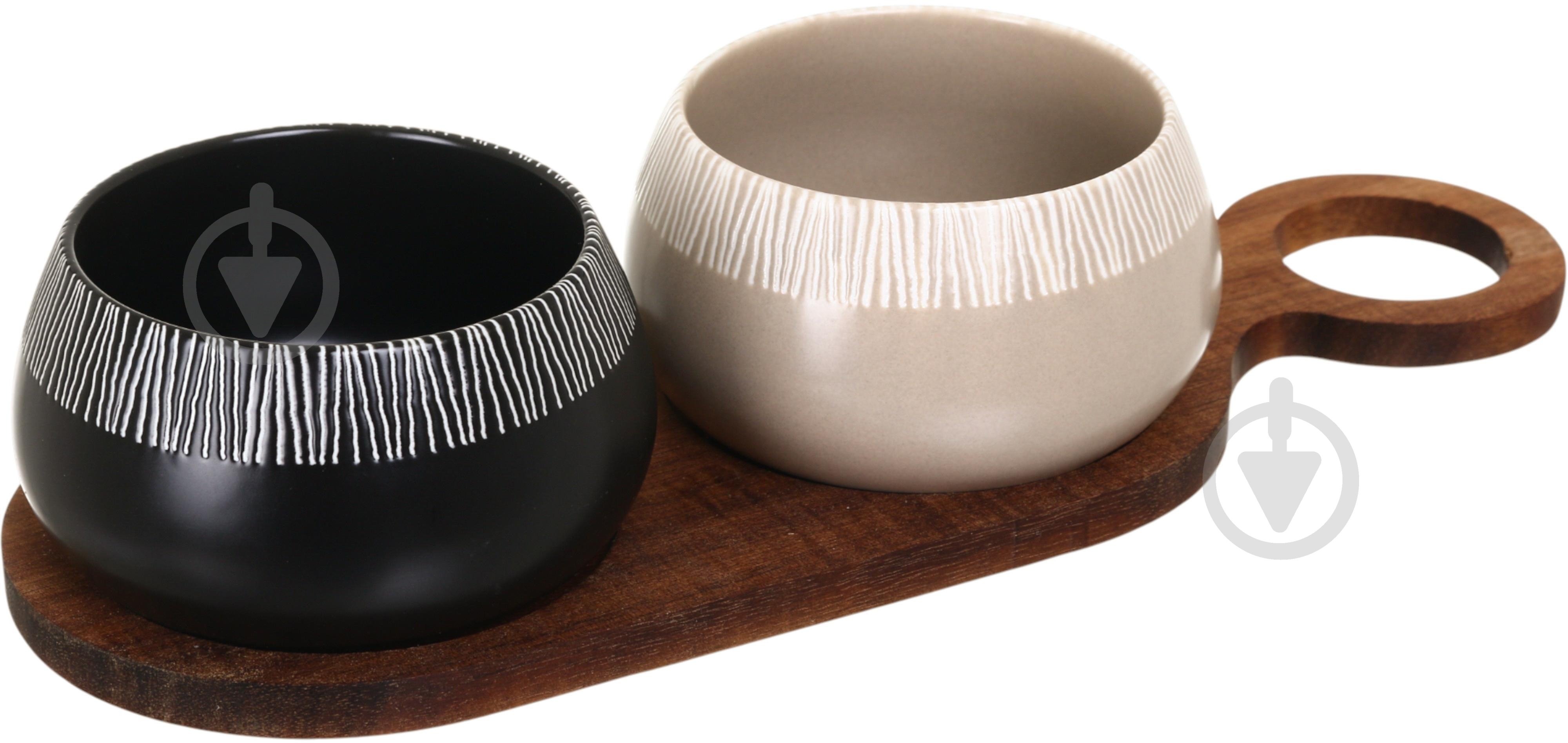 Менажниця Excellent Houseware Stone на підставці 3 предмета - фото 1 Менажниця Excellent Houseware Stone на підставці 3 предмета - фото 1