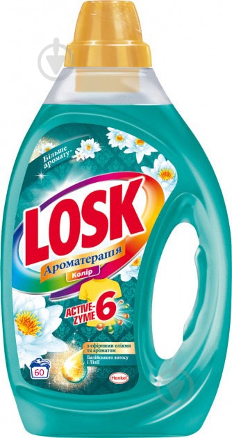 Гель для машинной стирки Losk Color Ароматерапия с эфирными маслами и ароматом Балийского лотоса и лилии 3 л - фото 1 Гель для машинной стирки Losk Color Ароматерапия с эфирными маслами и ароматом Балийского лотоса и лилии 3 л - фото 1