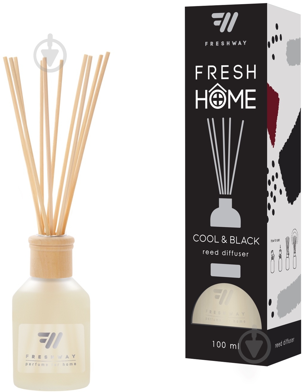 Аромадифузор для дому FRESHWAY Cool&Black Чорний лід 100 мл - фото 1
