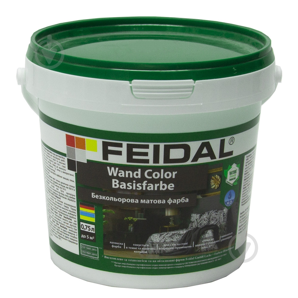 Краска интерьерная водоэмульсионная Feidal Wand Color Basisfarbe мат база под тонировку 0,75 л - фото 1 Краска интерьерная водоэмульсионная Feidal Wand Color Basisfarbe мат база под тонировку 0,75 л - фото 1