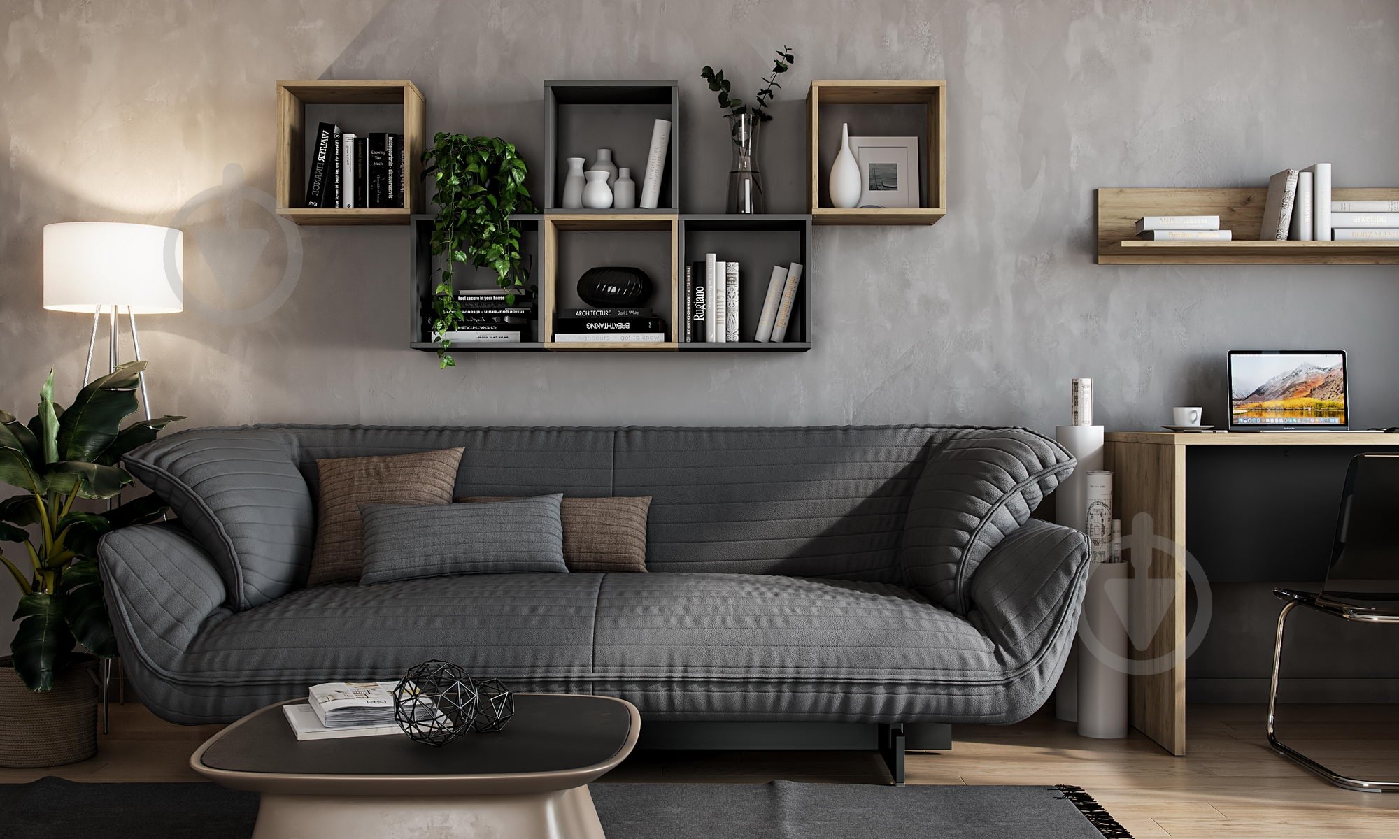 Полка Грейд Адель 370x370 мм графит серый - фото 2