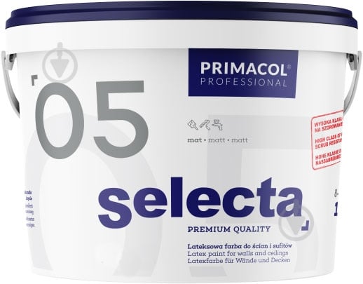 Краска интерьерная акриловая Primacol Professional SELECTA 05 мат F095 10 л - фото 2 Краска интерьерная акриловая Primacol Professional SELECTA 05 мат F095 10 л - фото 2