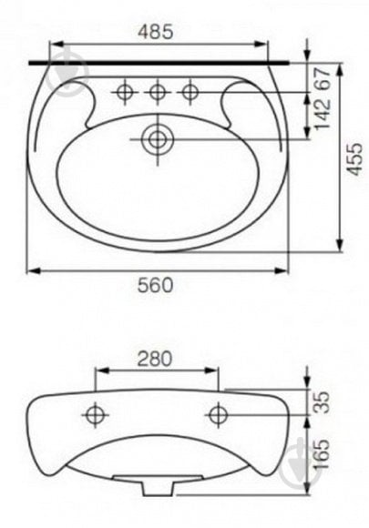 Умывальник Cersanit Е 55 с/о CCWS1000148071 - фото 2 Умывальник Cersanit Е 55 с/о CCWS1000148071 - фото 2