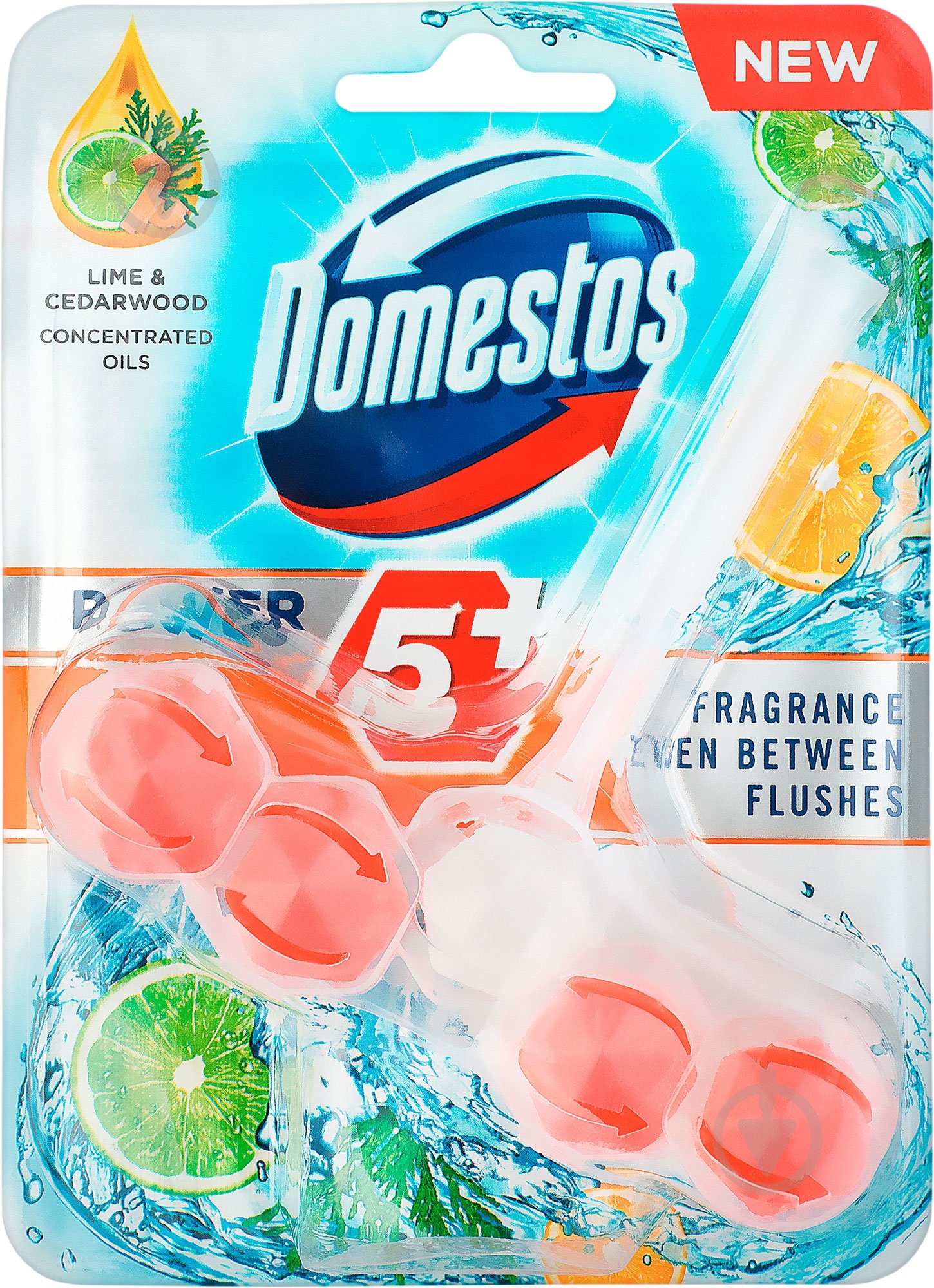 Туалетный блок Domestos Power 5 Лайм и кедр - фото 1
