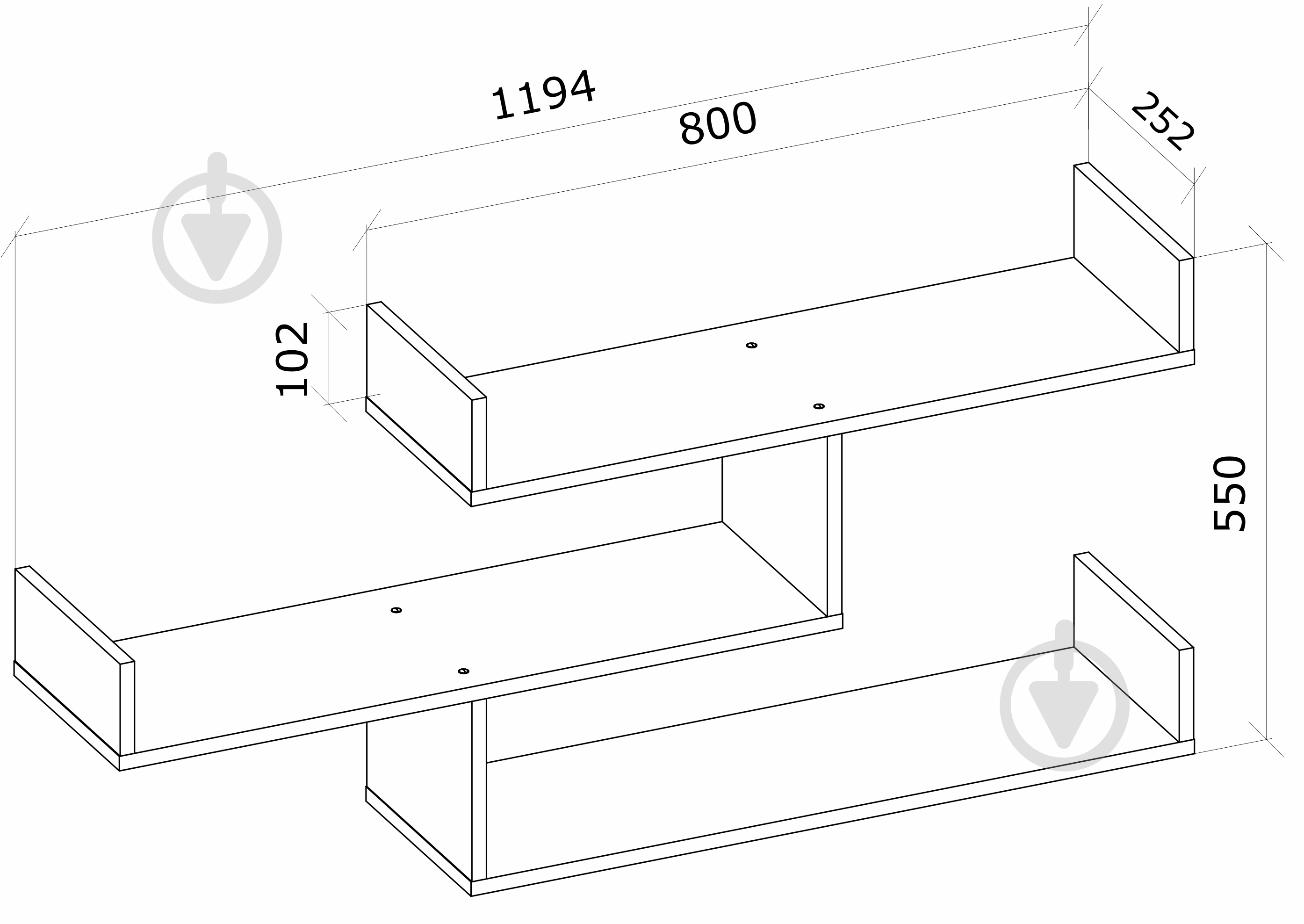 Полка Грейд Остин 1194x550 мм дуб сонома - фото 3 Полка Грейд Остин 1194x550 мм дуб сонома - фото 3