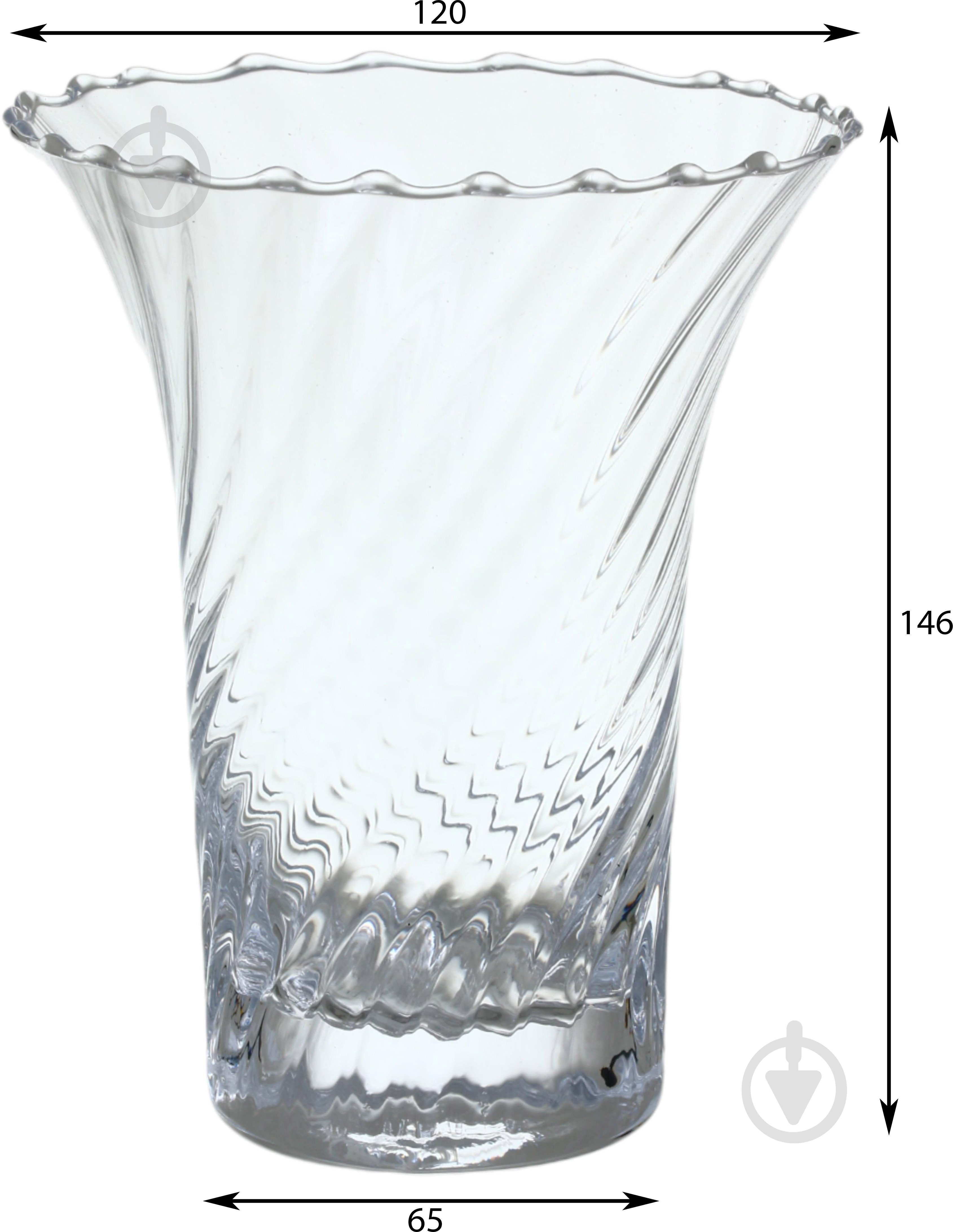 Ваза скляна Wrzesniak Glassworks Optic 18 см прозора 17-6188A - фото 2
