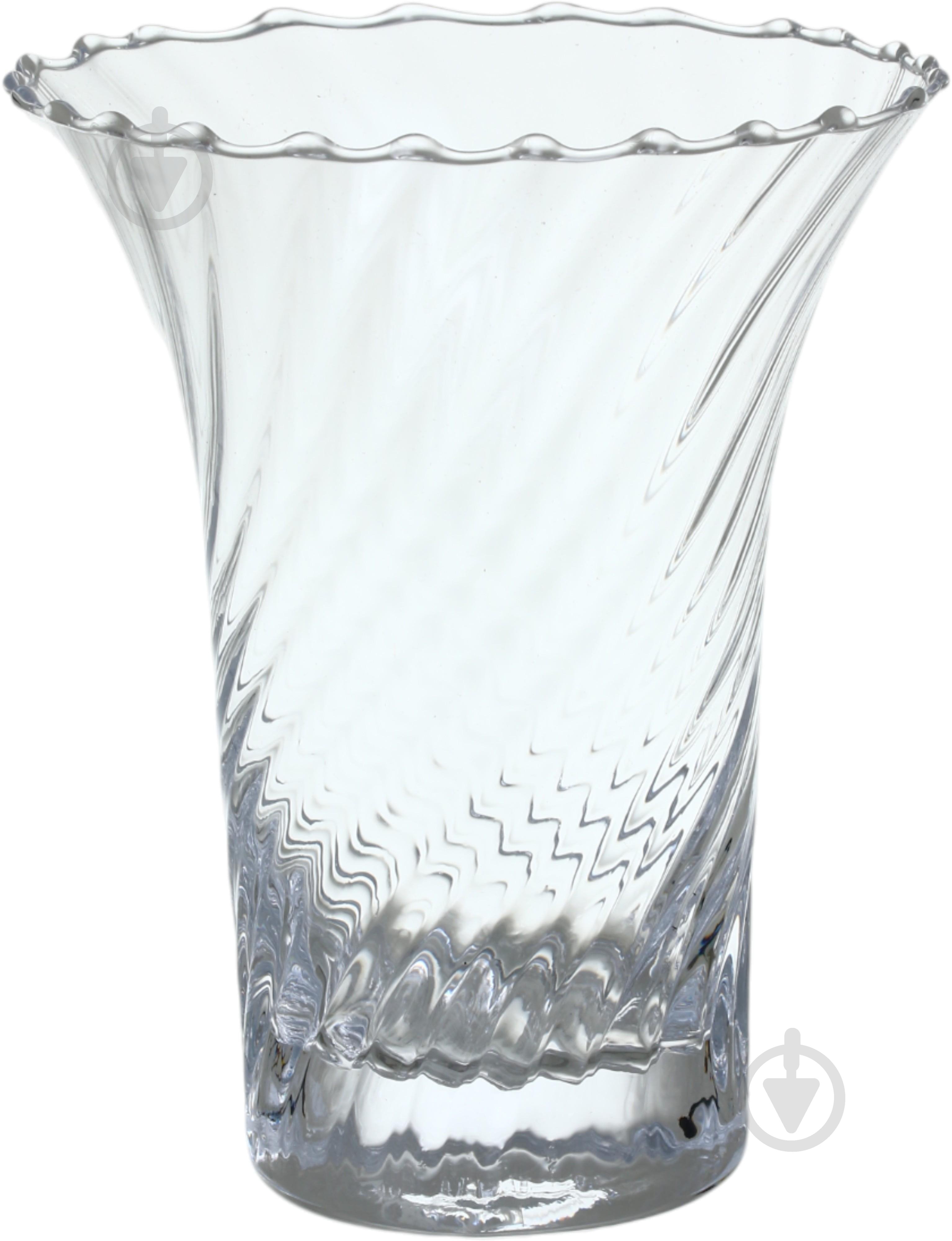 Ваза скляна Wrzesniak Glassworks Optic 18 см прозора 17-6188A - фото 1