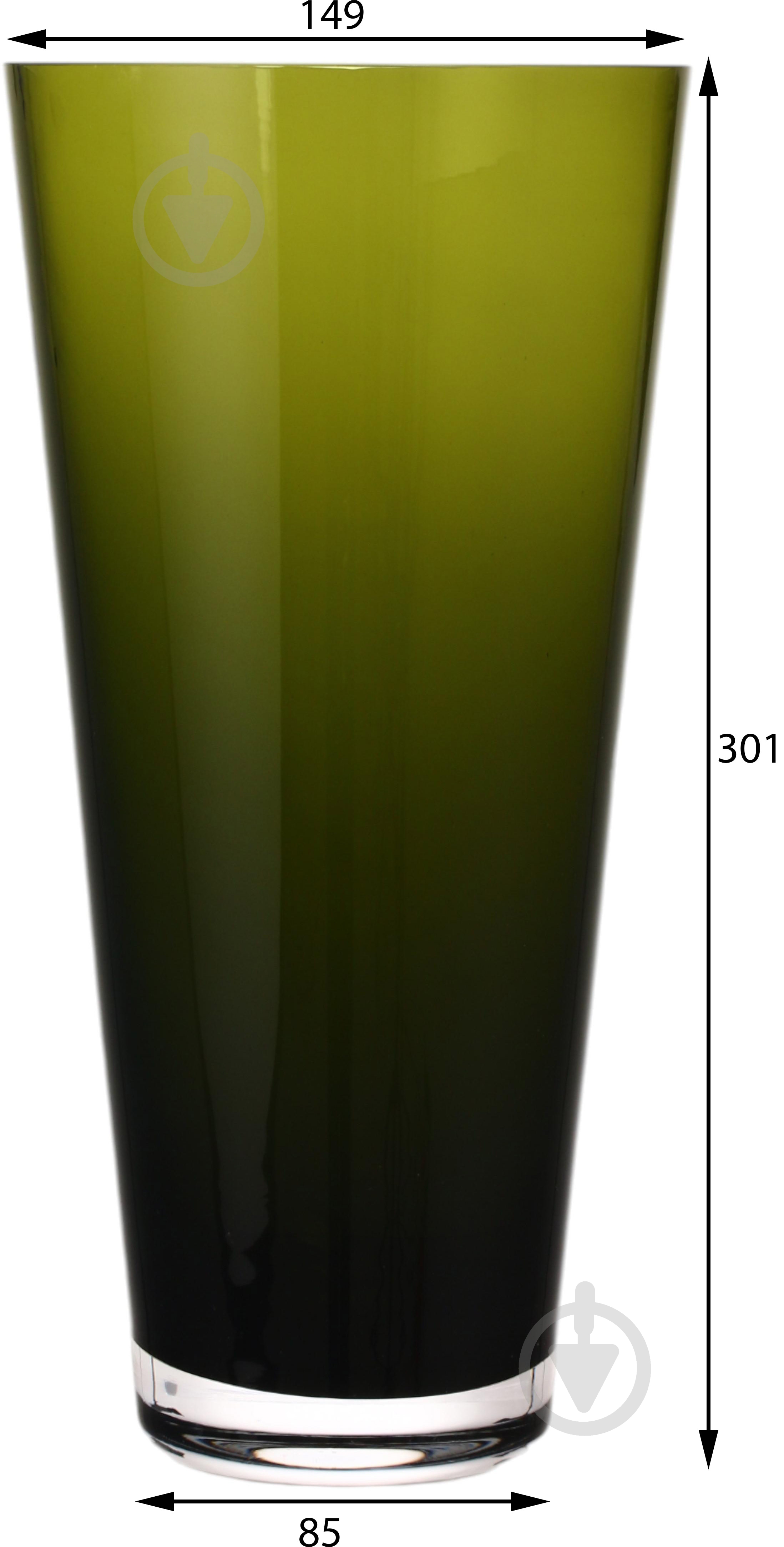 Ваза скляна Wrzesniak Glassworks Sofi 30 см оливковий 17-133B - фото 2