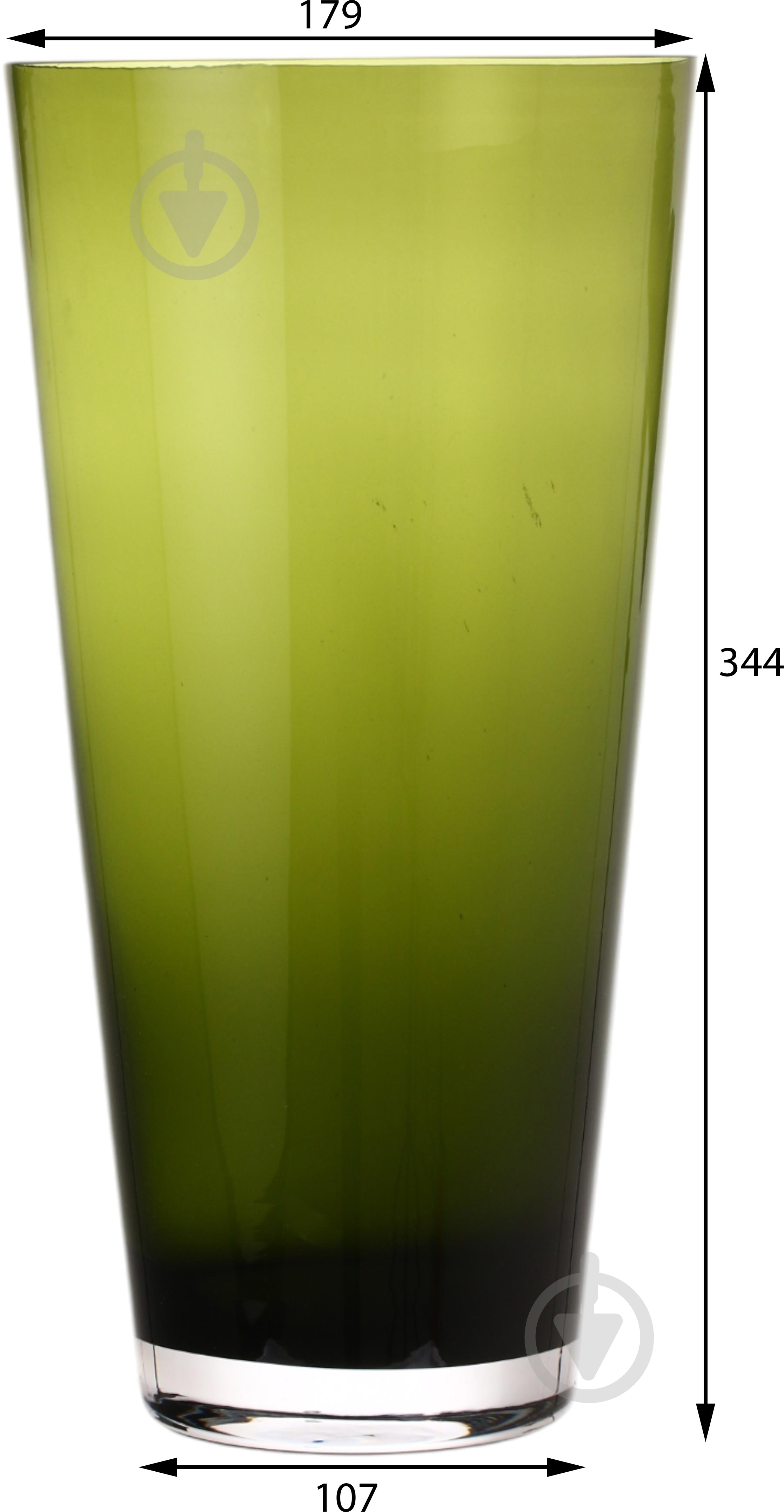 Ваза скляна Wrzesniak Glassworks Sofi 35 см оливковий 17-1444 - фото 2