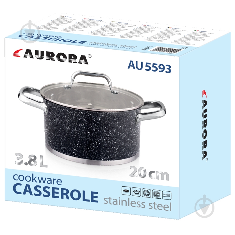 Кастрюля с крышкой Aurora 3,8 л 5593AU - фото 4 Кастрюля с крышкой Aurora 3,8 л 5593AU - фото 4