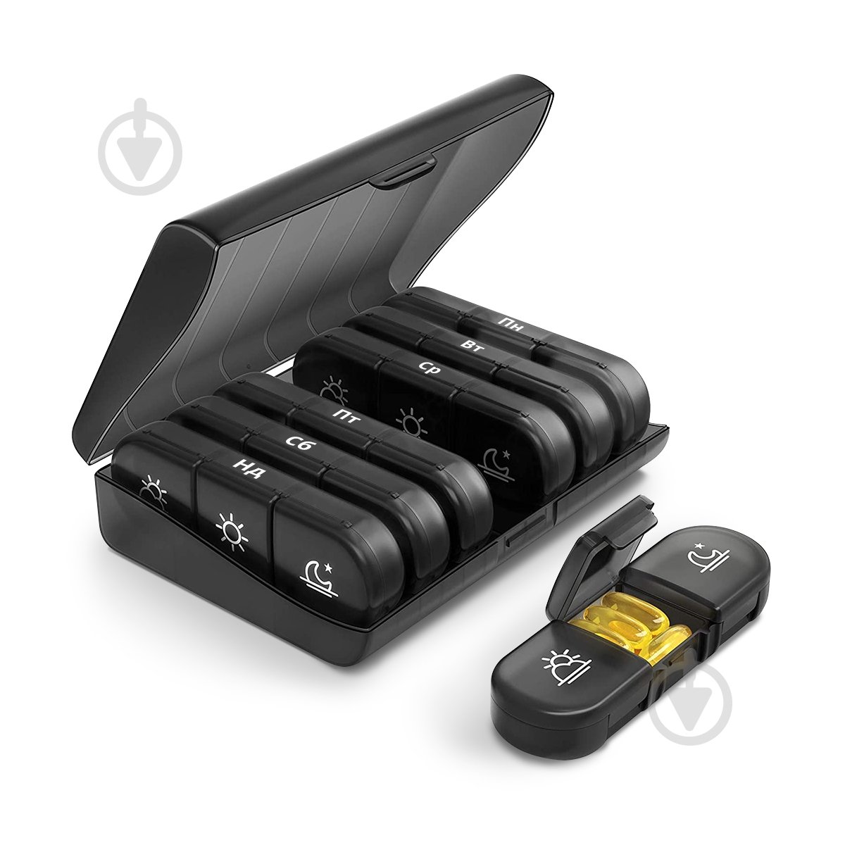 Таблетница MVM на 7 дней (утро-день-ночь) PC-17 BLACK - фото 1 Таблетница MVM на 7 дней (утро-день-ночь) PC-17 BLACK - фото 1