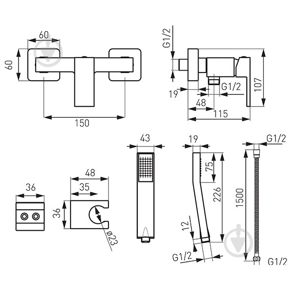 Смеситель для душа Ferro Zicco BZI77 хром - фото 2