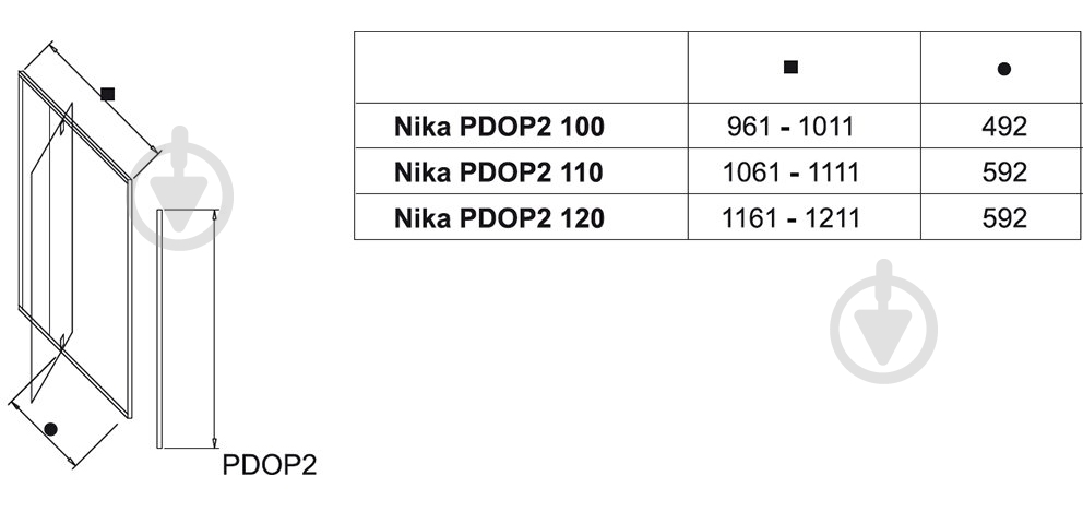 Душевые двери Ravak PDOP2-110 TRANSPARENT - фото 3 Душевые двери Ravak PDOP2-110 TRANSPARENT - фото 3