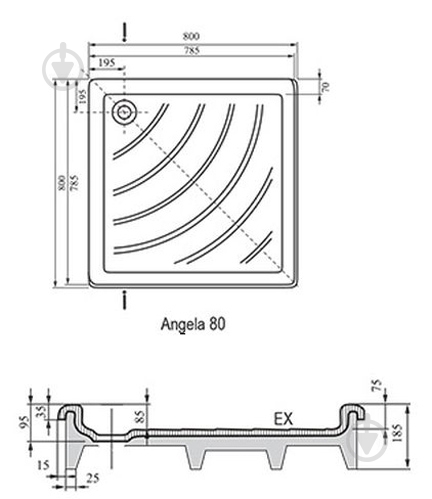 Поддон душевой Ravak Angela 80 EX-R - фото 2