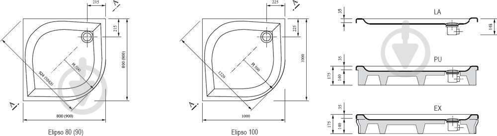 Поддон душевой Ravak Elipso 90 LA - фото 3 Поддон душевой Ravak Elipso 90 LA - фото 3