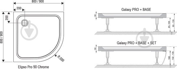 Поддон душевой Ravak Elipso Pro Chrome 80 - фото 3 Поддон душевой Ravak Elipso Pro Chrome 80 - фото 3