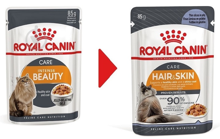 Корм влажный для поддержания здоровья кожи и красоты шерсти Royal Canin Intense Beauty в желе рыба, злаки 85 г - фото 2